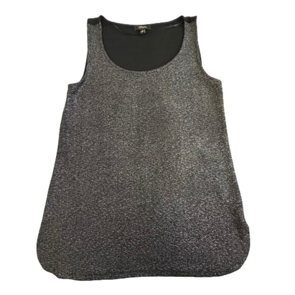 Cupio Women's Small Silver & Black Sleeveless Pull Over Holiday Casual Tank Top - Picture 6 of 12